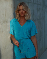 Keith Drawstring Pocketed Shorts - Aqua Blue